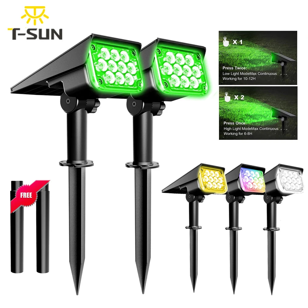 Foco Solar LED para Exteriores, Superbrillante con Temperatura Ajustable IP65