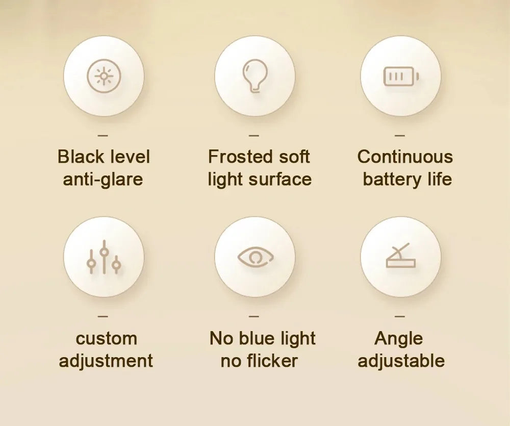 Lámpara de Escritorio LED USB Recargable, Luz de Mesa con Atenuación Continua, Lámpara de Noche Magnética Colgante para Dormitorio, Lámparas de Lectura