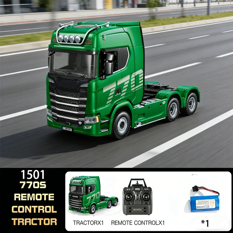 HUINA 1501 770S 1502 1/18 RC Tractor 2,4G 19CH RC camión remolque de ingeniería con luces y sistema de sonido RC coche modelo juguete para regalo