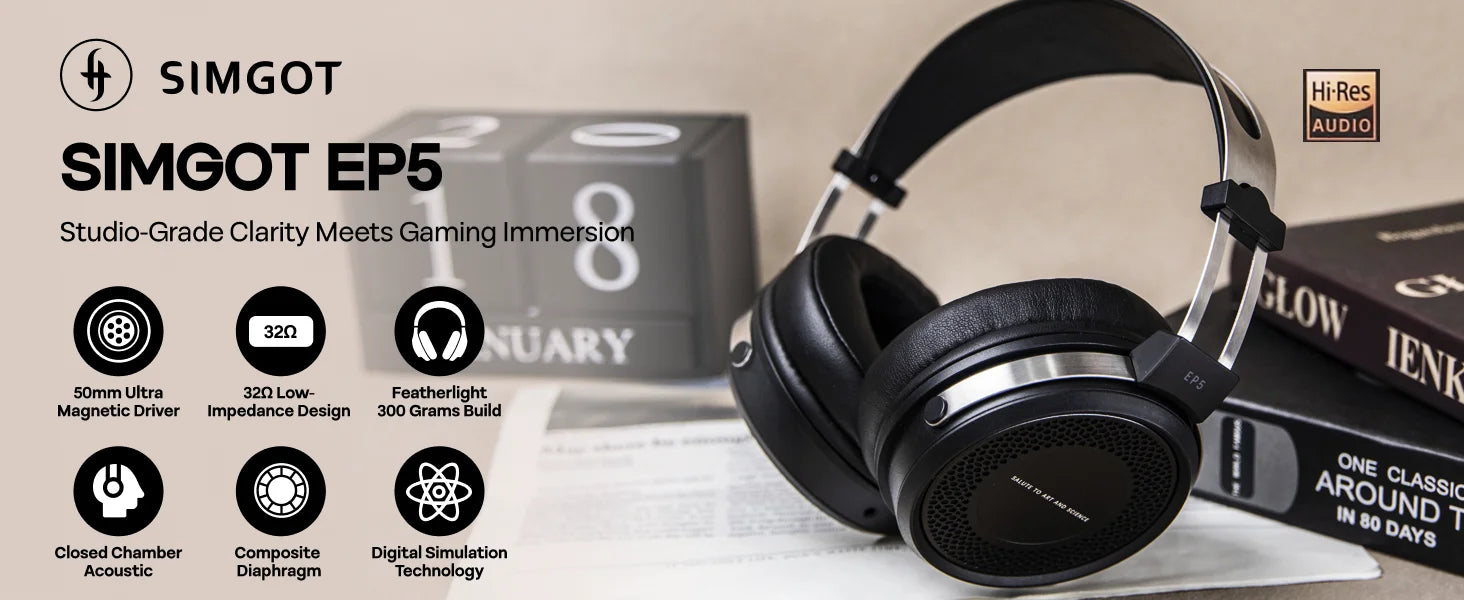 Auriculares SIMGOT EP5 Driver Dinámico 50mm Hi-Fi Over-Ear