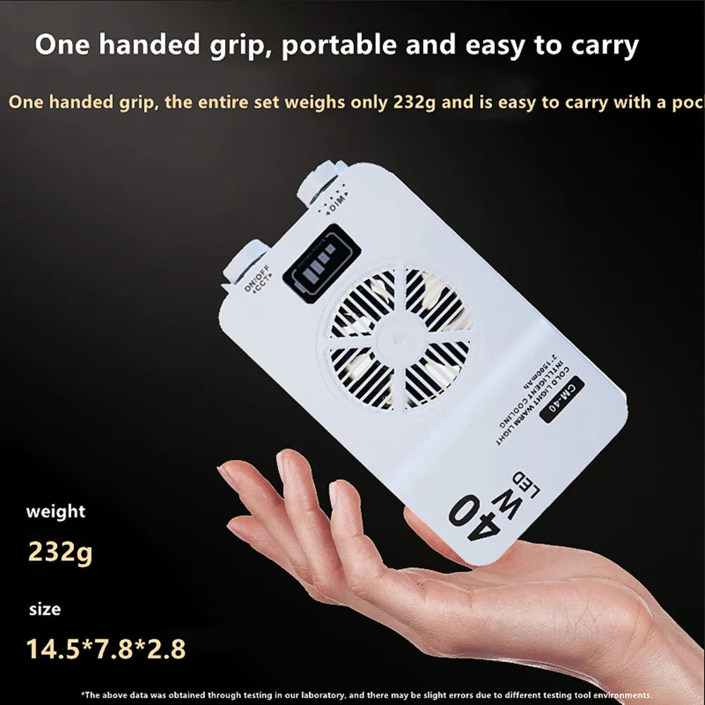 Luz de Belleza de 40W con Ventilador, Luz Superior para Cámara, Luz de Relleno Portátil de Mano, Luz LED para Selfies y Fotografía al Aire Libre