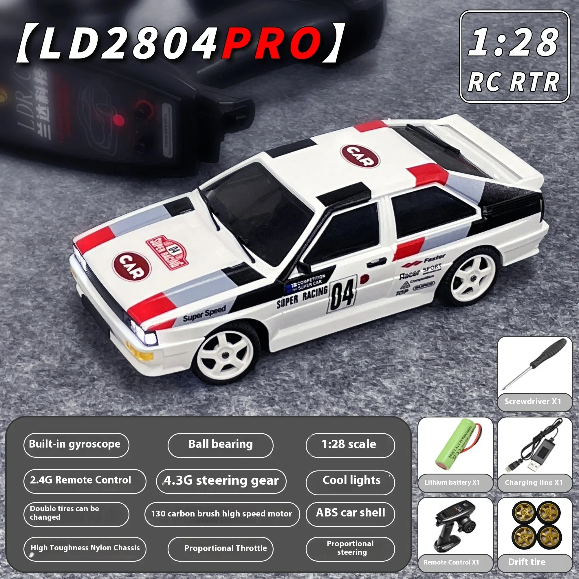 LDRC RC Drift Car 2801PRO 2802PRO 2803PRO 2804PRO 1/28 4WD con giroscopio totalmente proporcional acelerador y dirección coche Juguetes