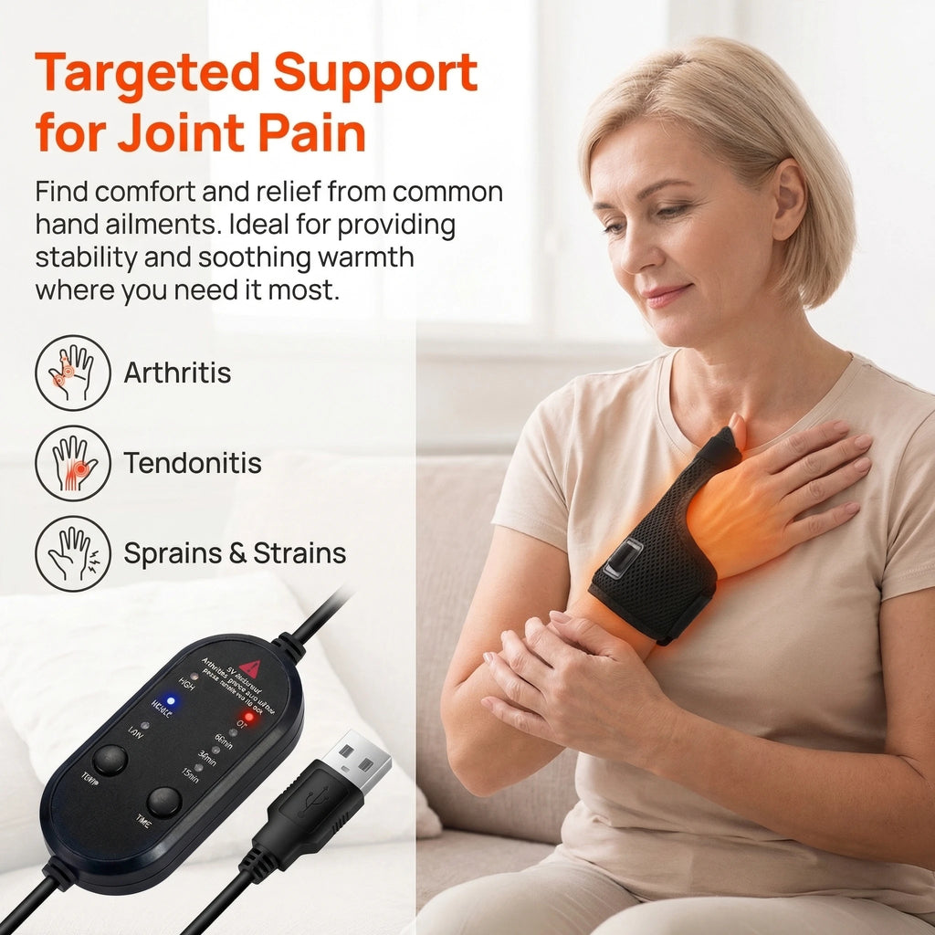Masajeador de pulgar y muñeca calentado, artritis alimentada por USB, alivio del túnel carpiano, tendinitis del pulgar, esguinces, dolor, alivia la relajación muscular