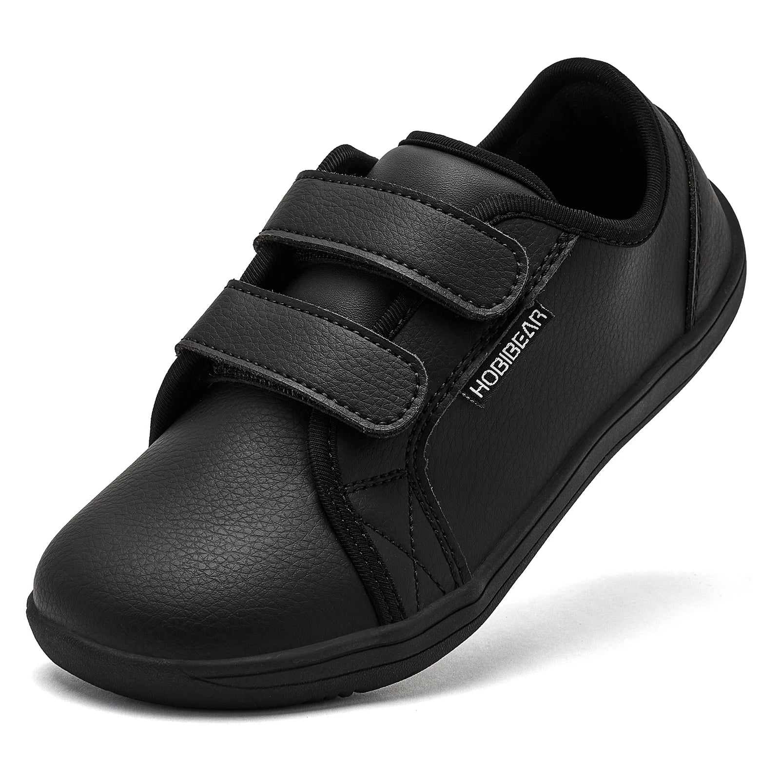 HOBIBEAR Zapatillas Descalzas para Niños Velcro Punta Ancha Cuero