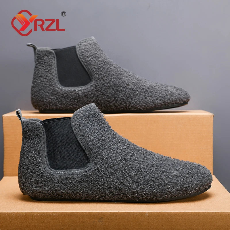 YRZL, zapatos cálidos de algodón para invierno, zapatillas de interior para el hogar para hombre, zapatos informales de algodón de felpa con parte inferior fina, zapatillas antideslizantes de suela suave para hombre