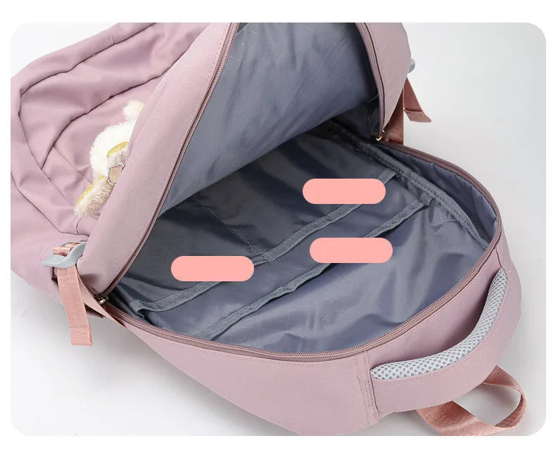 Mochila Escolar Rosa para Niñas y Adolescentes