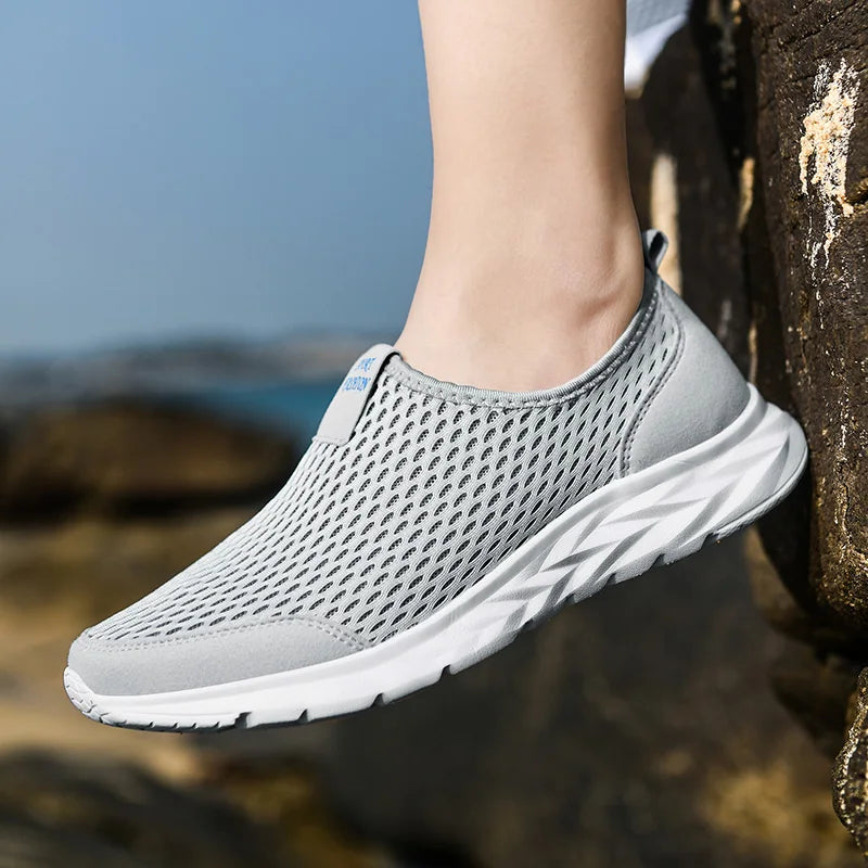YRZL, zapatillas de deporte para hombre, zapatos informales de malla transpirable para mujer, mocasines antideslizantes de talla grande para exteriores, zapatos de tenis ligeros para caminar para hombre
