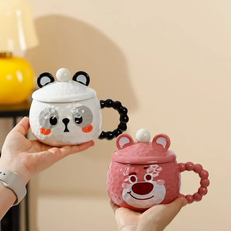 Tazas de cerámica con tapa para café y leche, ideales para hogar y oficina