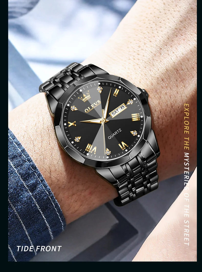 Reloj de Cuarzo OLEVS para Hombre con Acero Inox y Doble Calendario