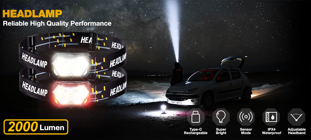 Linterna Frontal 9 LED Recargable USB con Sensor de Movimiento