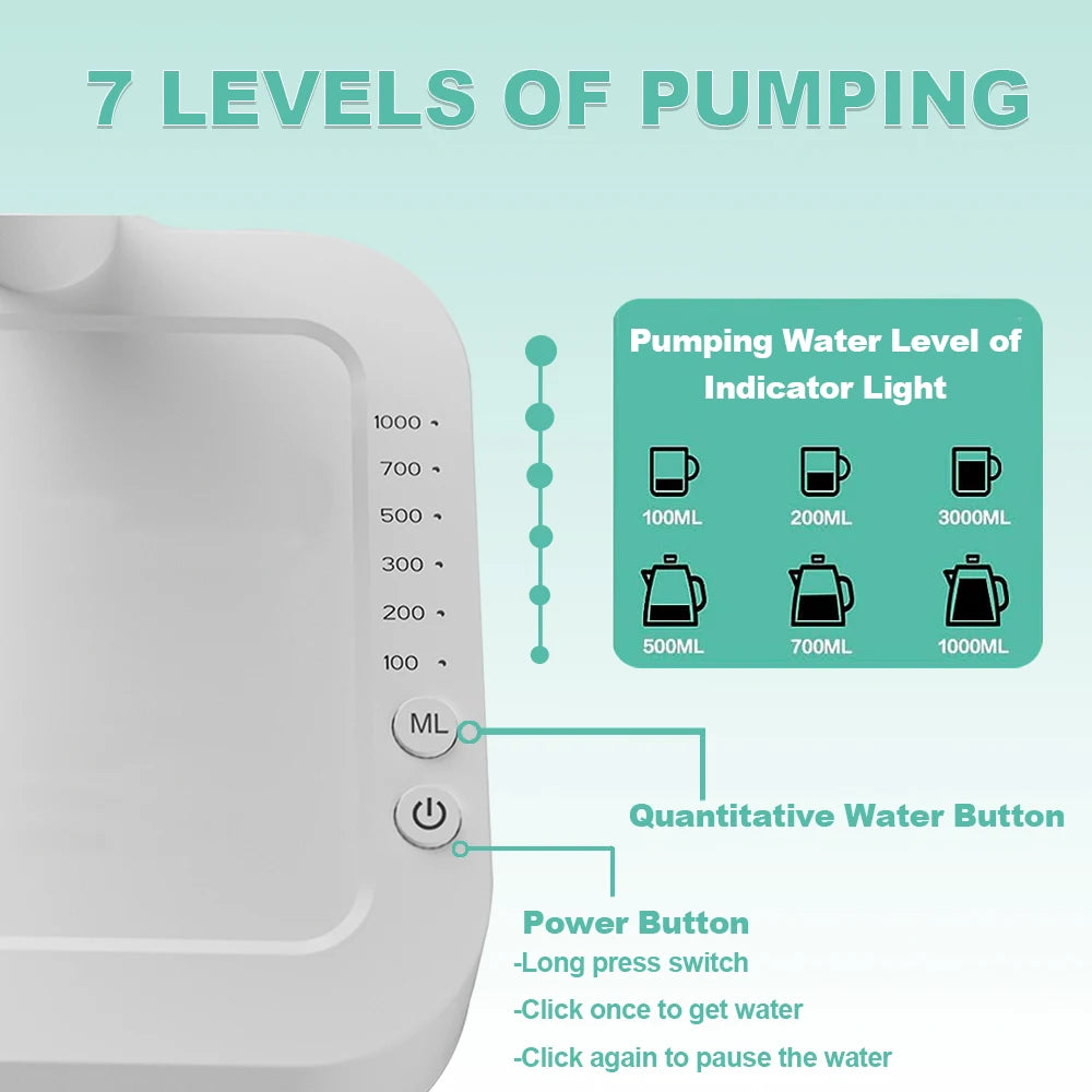 Dispensador de agua eléctrico portátil con bomba automática recargable