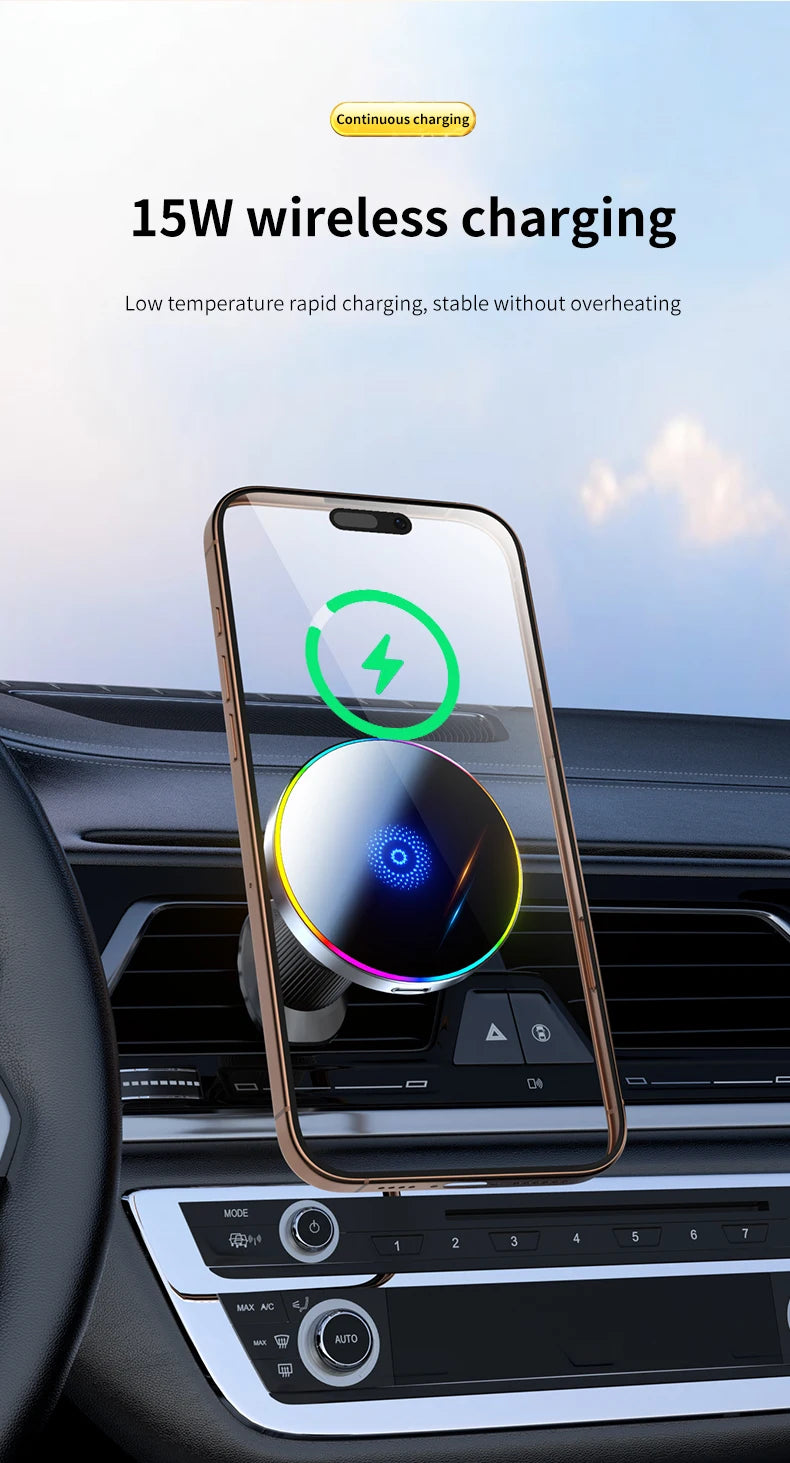 Soporte Magnético para Celular con Cargador Inalámbrico Auto