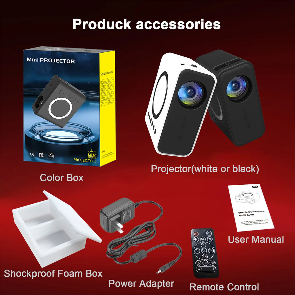 Mini proyector YT300 LED portátil, 1400 lúmenes, para oficina y hogar