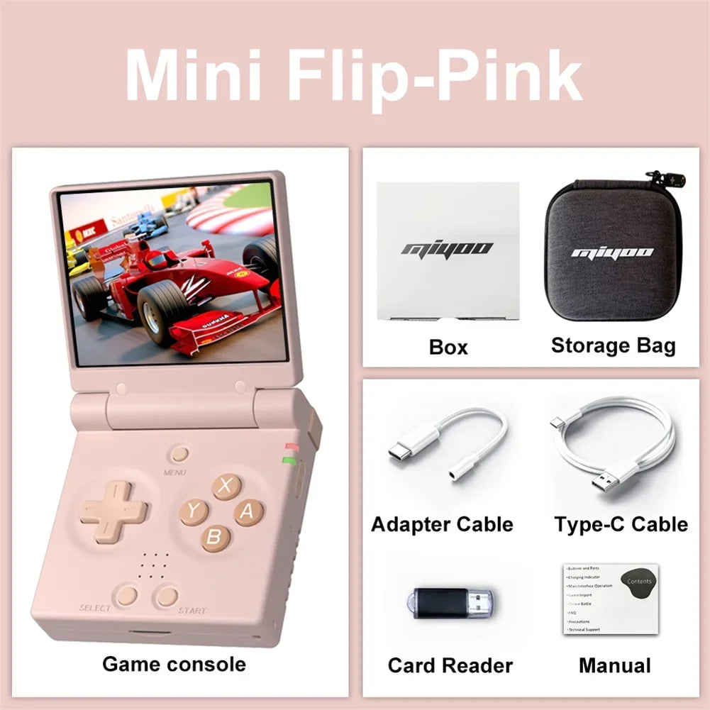 Consola de Juegos Retro MIYOO Mini Flip, Pantalla IPS 2.8 Pulgadas, Emulador Clásico