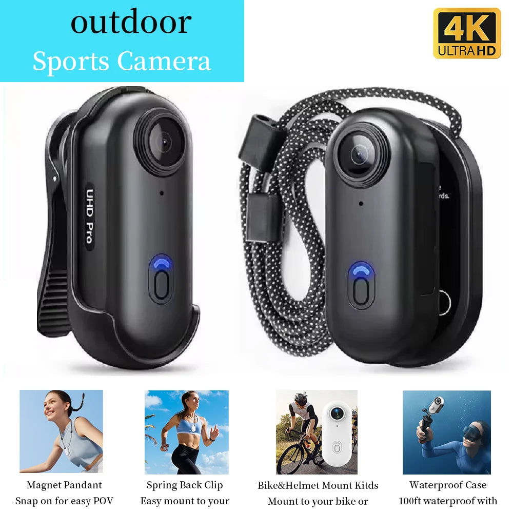 Mini cámara de acción 4K WiFi con soporte magnético para deportes