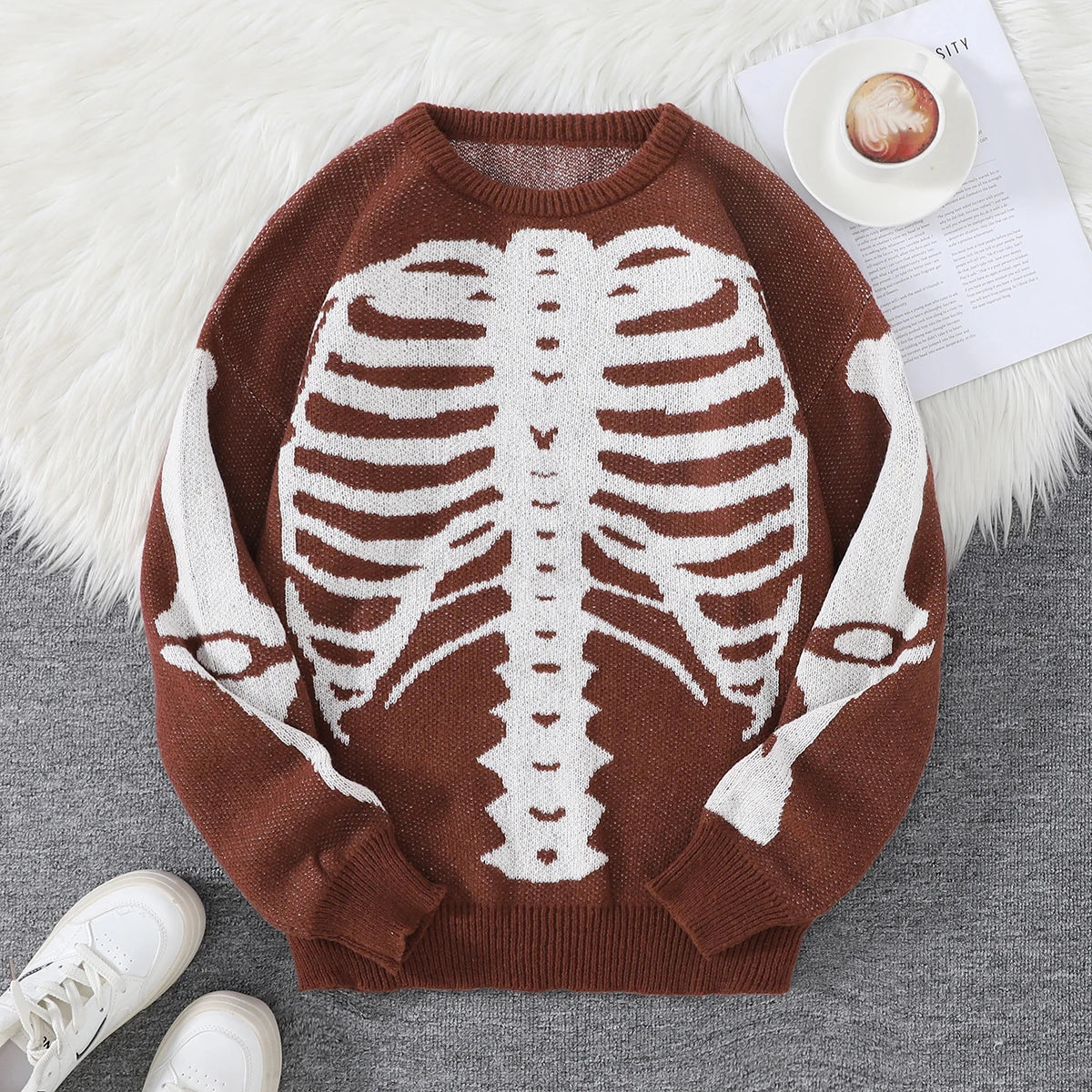Nuevo Popular Otoño e Invierno Backbone Jacquard patrón pulóver suéter Casual cuello redondo tejido jersey de los hombres