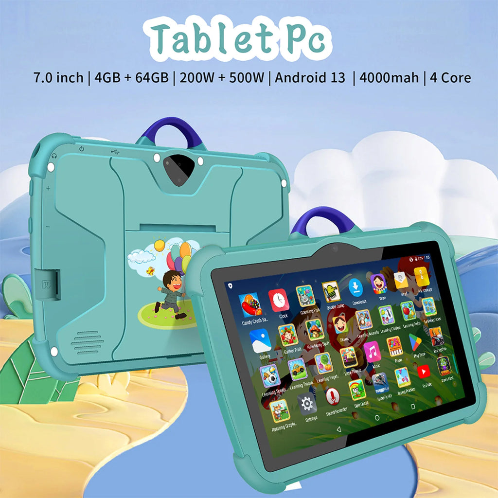 Tableta Infantil 2025 de 7 Pulgadas con WiFi 5G, Quad Core, 4GB de RAM, 64GB de ROM, Versión Educativa de Google Learning, con Doble Cámara