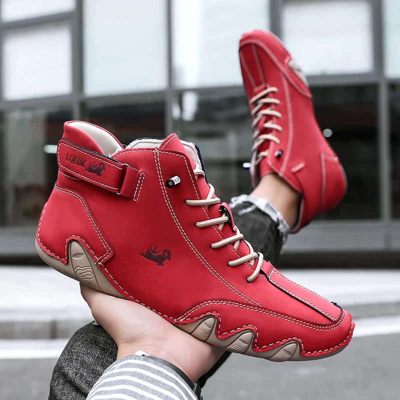 Zapatos informales de cuero, zapatillas de deporte para hombre, mocasines para caminar al aire libre, calzado cómodo, botas de lujo para hombre