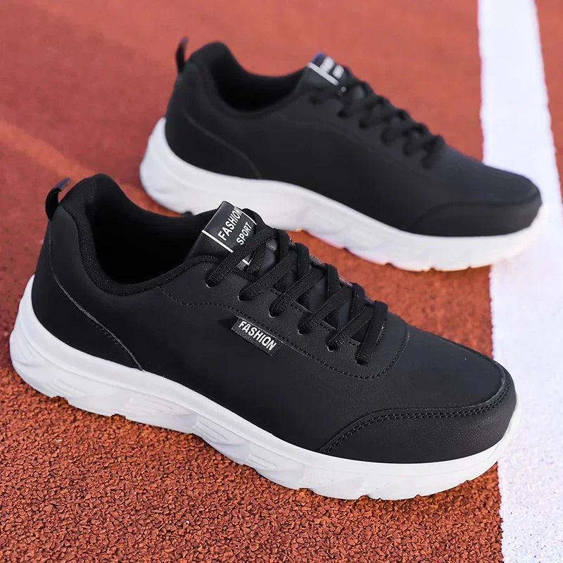 YRZL Zapatillas para correr Zapatillas de deporte de cuero artificial impermeables Zapatos deportivos al aire libre Hombres Zapatillas casuales ligeras para caminar para hombres
