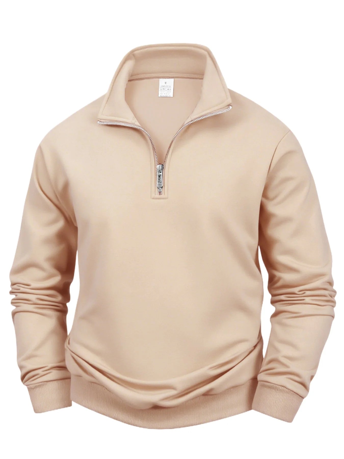 Otoño hombres cremallera pulóver de manga larga suéter hombres cálido delgado Casual cuello alto cuello simulado pulóver sudaderas Tops