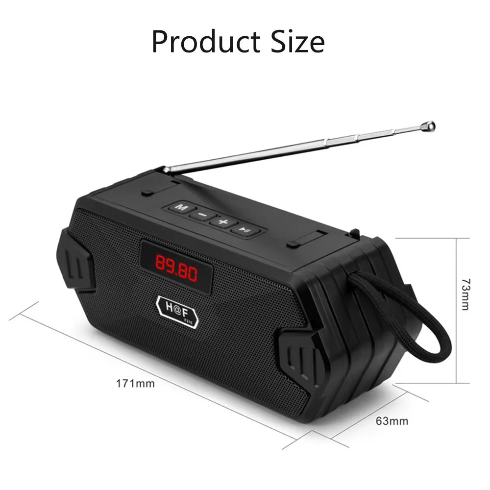 Receptor de Radio FM para exteriores, altavoz inalámbrico Aux portátil con Bluetooth, Subwoofer, caja de sonido de música, Bluetooth de alta fidelidad para el hogar y el coche
