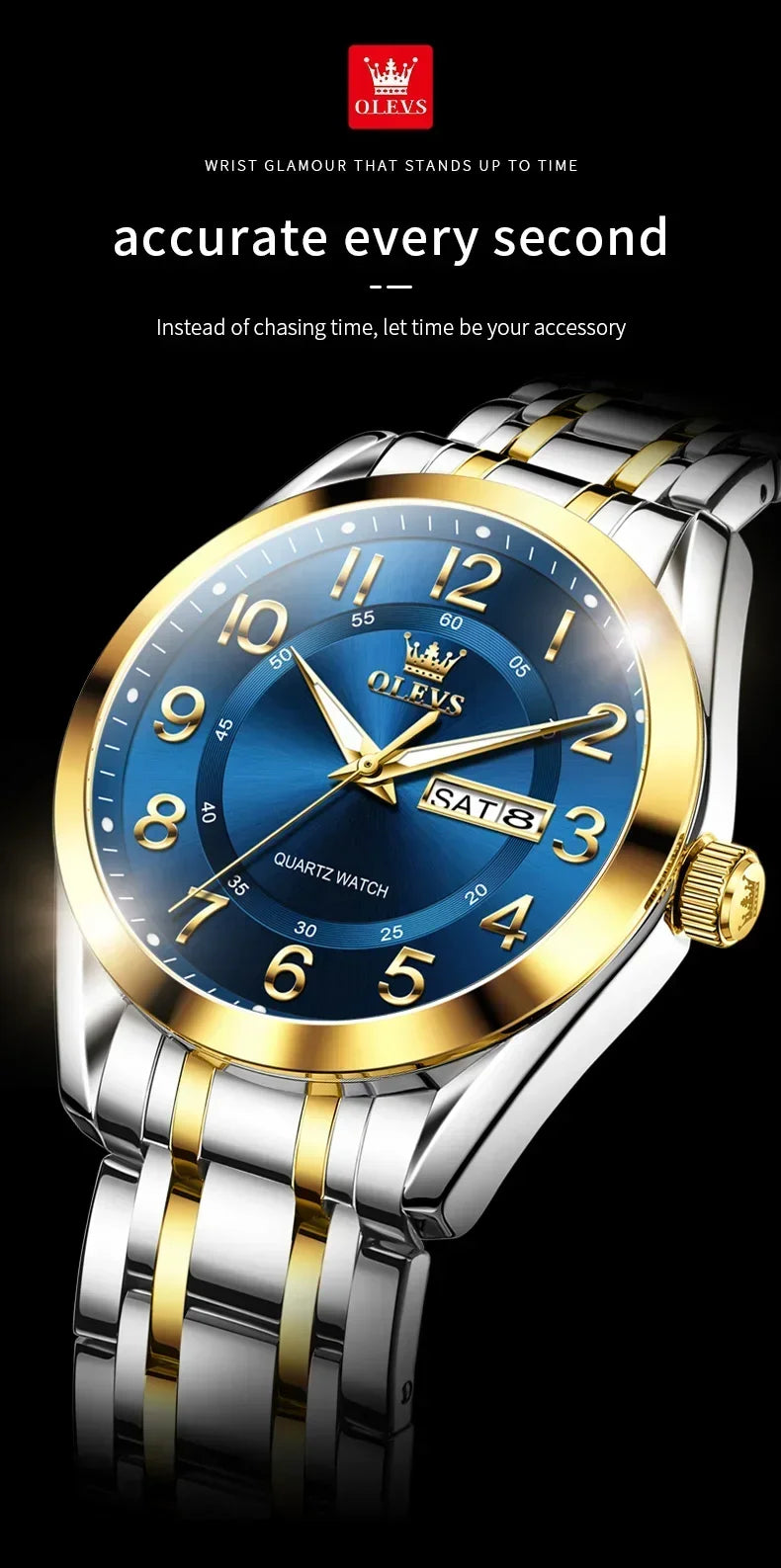 Reloj de Cuarzo para Hombre OLEVS 3666 Luminoso Acero Inoxidable