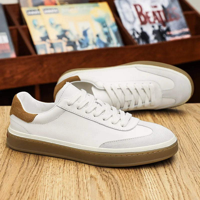 Zapatillas casuales de cuero para hombre, livianas y cómodas para uso diario