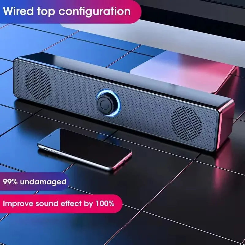 Barra de sonido para PC, Altavoz Bluetooth inalámbrico y con cable, barra de sonido alimentada por USB para TV, Pc, portátil, juegos, sistema de Audio envolvente para cine en casa