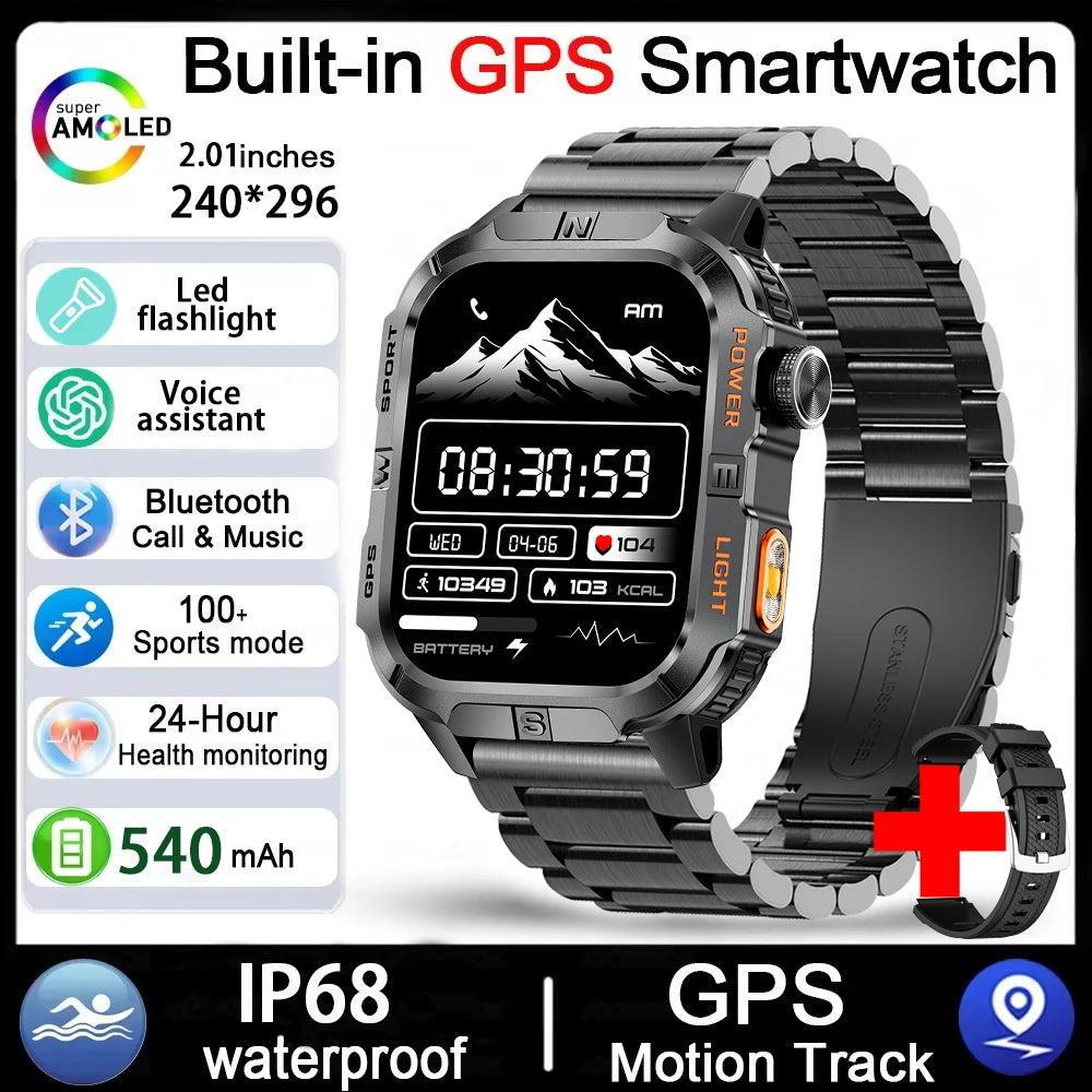 Reloj Inteligente Militar con GPS, LED, Brújula e IP68