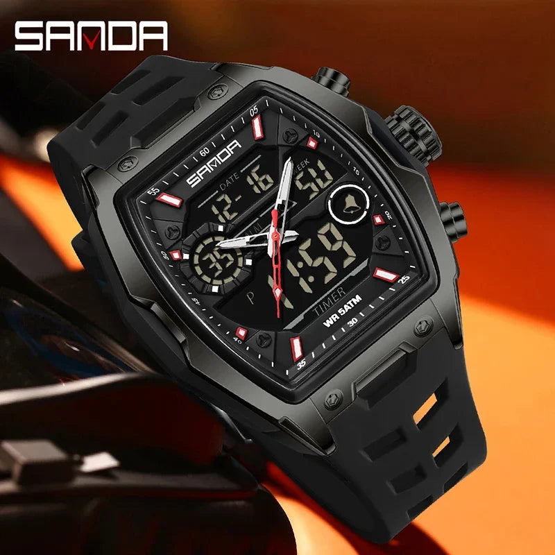 Reloj Deportivo Digital SANDA 6235 para Hombre con LED y Pantalla Dual