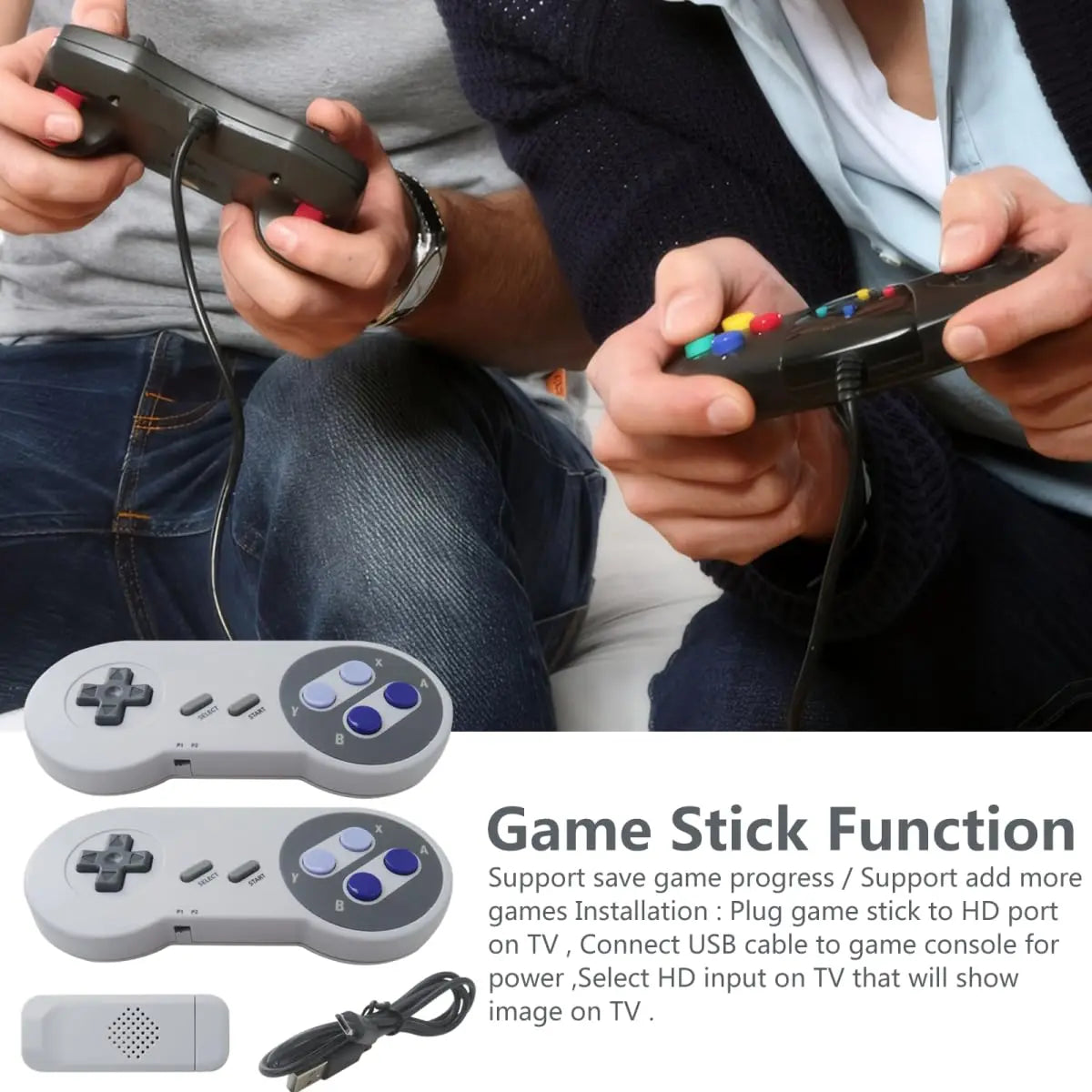 Consola de Videojuegos Retro SF900, Consola de Videojuegos Inalámbrica con Dos Controles, Salida HD, 5000 Juegos Clásicos