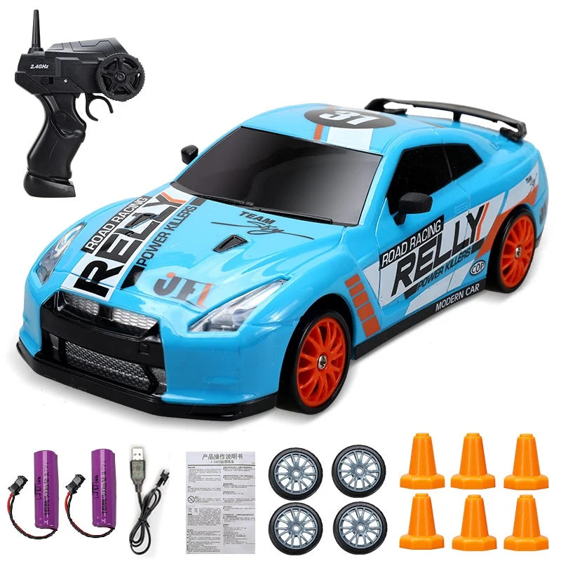Coche de Carreras Teledirigido 2.4G 4WD, Modelos AE86, GTR, Ferrari, BMW