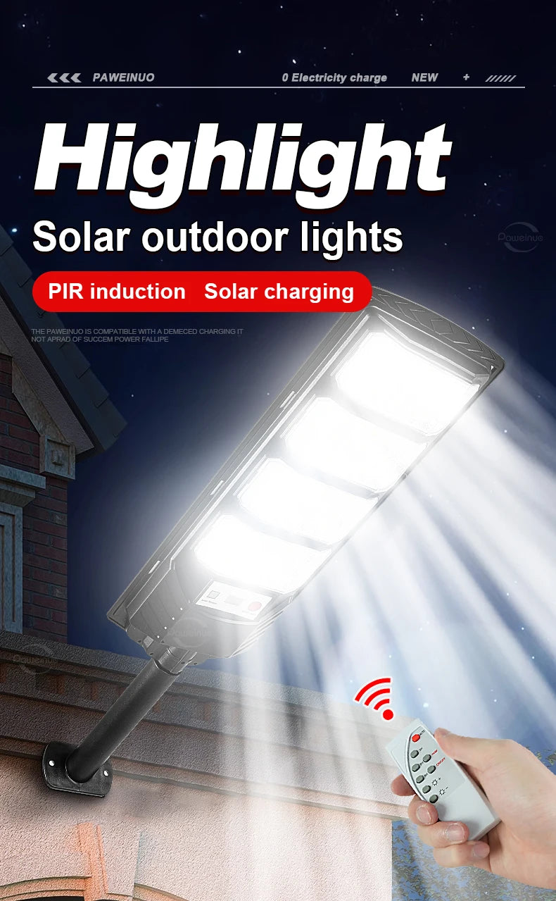 Lámpara Solar LED Exterior Súper Brillante con Sensor de Movimiento IP67