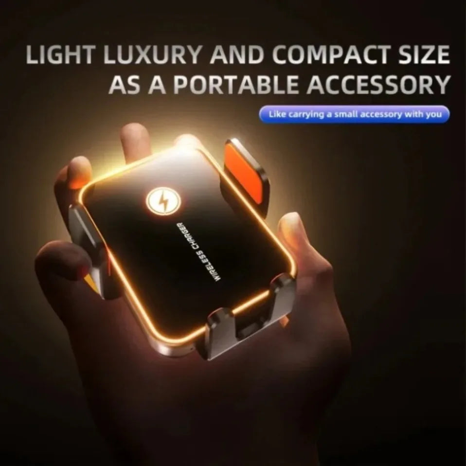 Mini Cargador Inalámbrico para Auto con Sensor Inteligente, Carga Rápida de 15W, Soporte para Teléfono con Ventilación de Aire para iPhone 17 16 15 14 13 12 Samsung