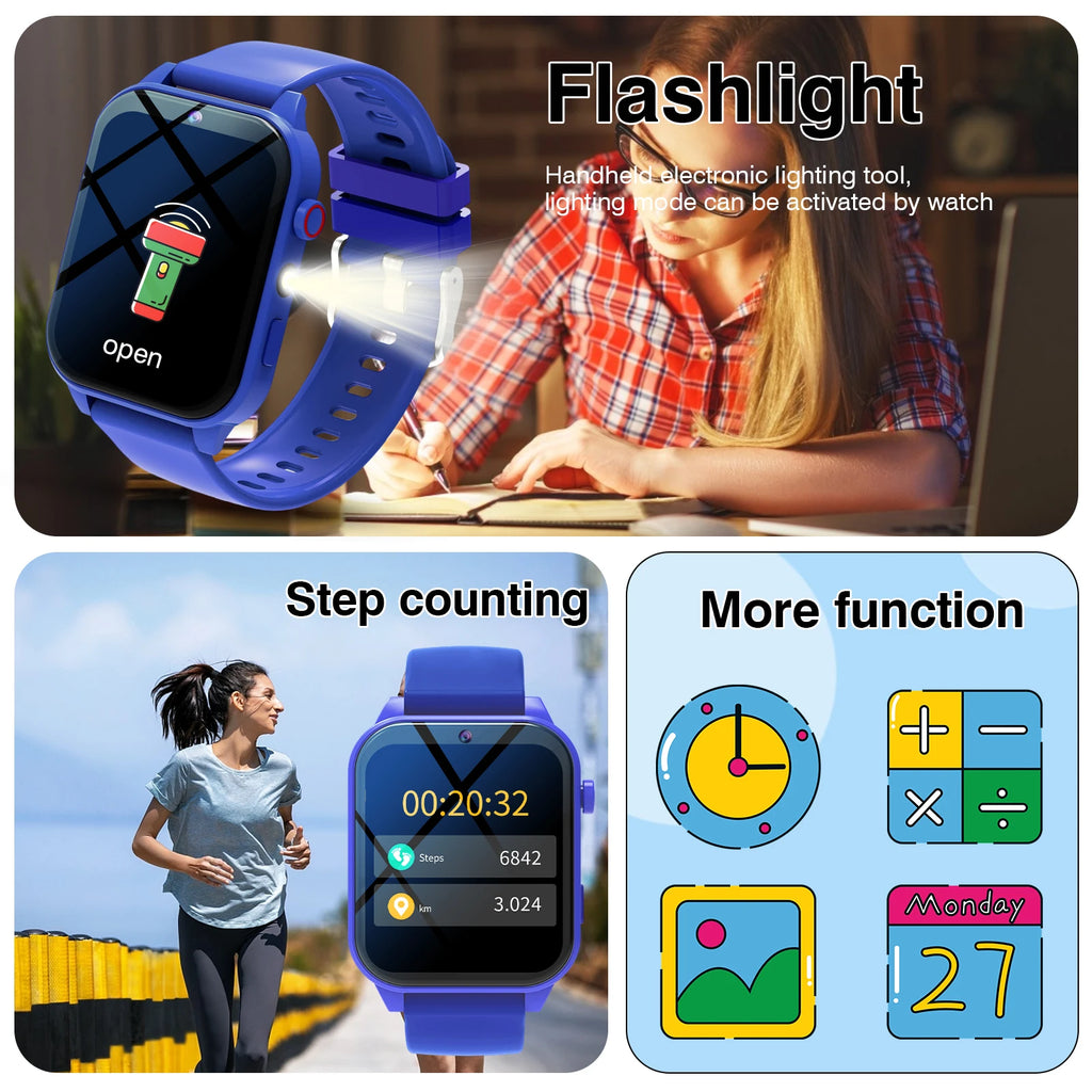 Reloj Inteligente Niños Cámara Juegos Linterna