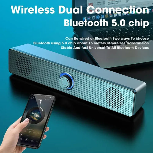 Barra de sonido para PC, Altavoz Bluetooth inalámbrico y con cable, barra de sonido alimentada por USB para TV, Pc, portátil, juegos, sistema de Audio envolvente para cine en casa