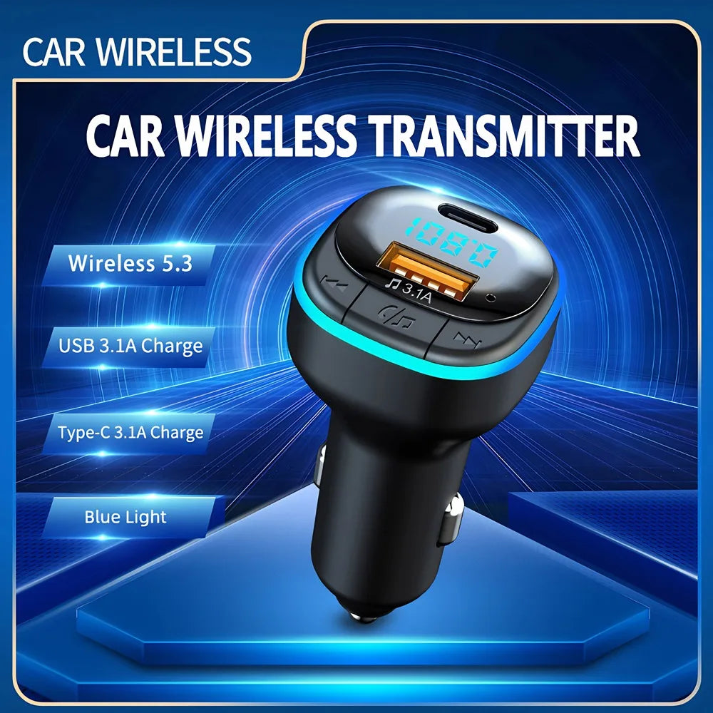 Transmisor FM Bluetooth para Auto con Cargador USB Dual y Micrófono