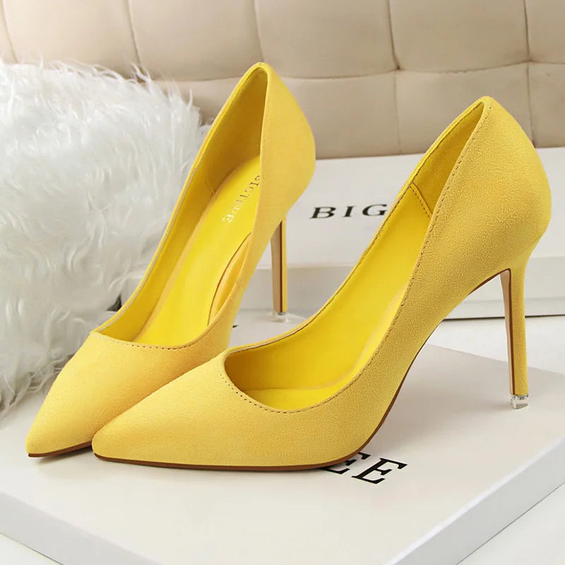 Zapatos de Tacón Alto 9cm para Mujer - Gamuza, Tallas Grandes