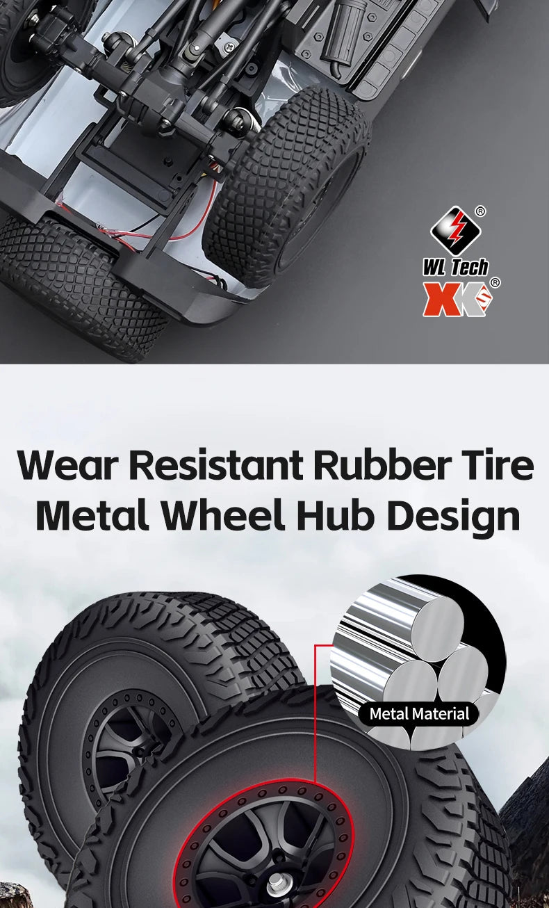 WLtoys 184023 1:18 Vehículo Todoterreno 4WD, Auto RC 2.4G RTR, Crawler Eléctrico a Control Remoto con Luces LED, Juguetes para Niños