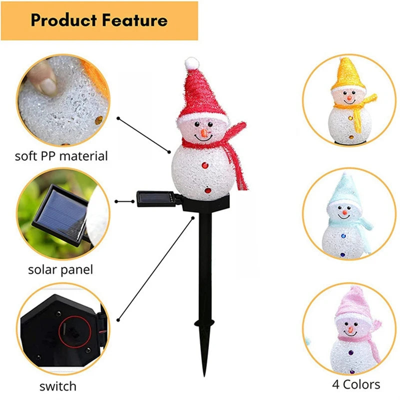 Luz Solar LED de Jardín con Figura de Muñeco de Nieve
