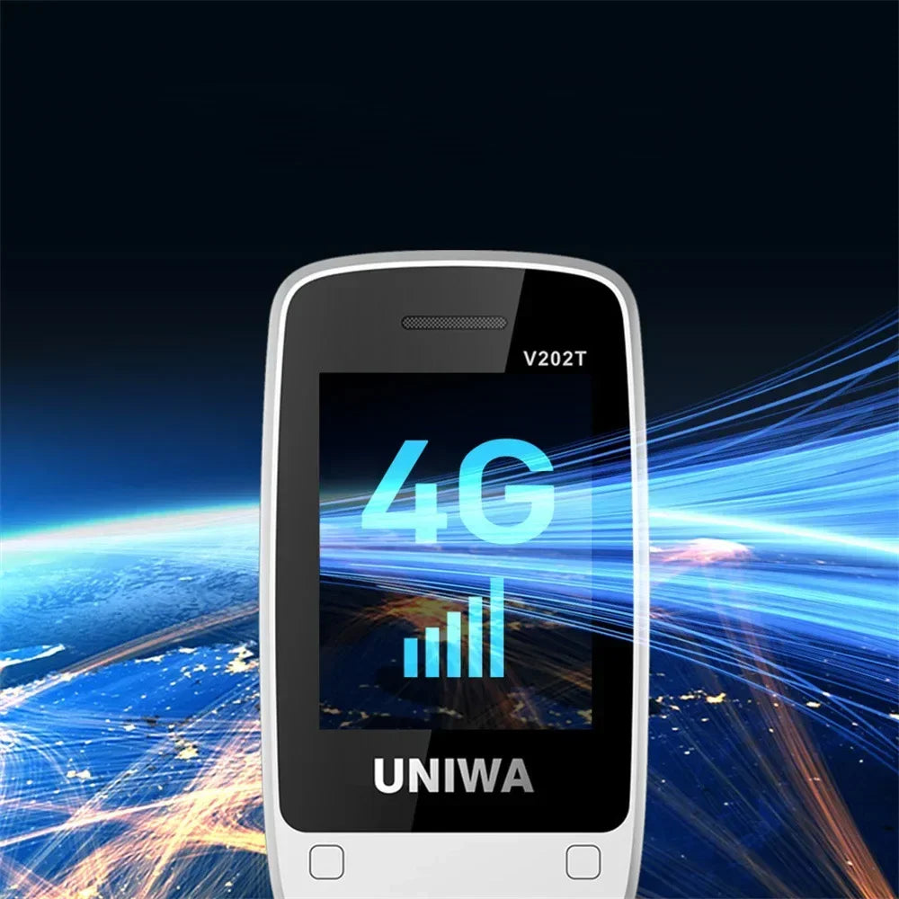 UNIWA V202T teléfono abatible pantalla Dual botón grande tarjetas SIM duales red 4G soporte para teléfono móvil base de carga para personas mayores