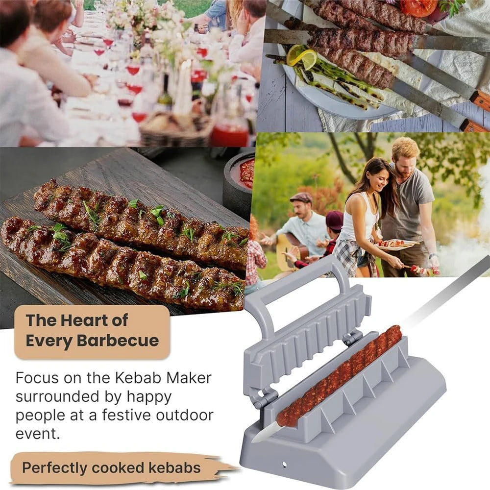 LMETJMA Prensa Grande para Hacer Kebab, Máquina Manual de Plástico para Hacer Kebab, Molde para Hacer Kabob, Brochetas para Barbacoa