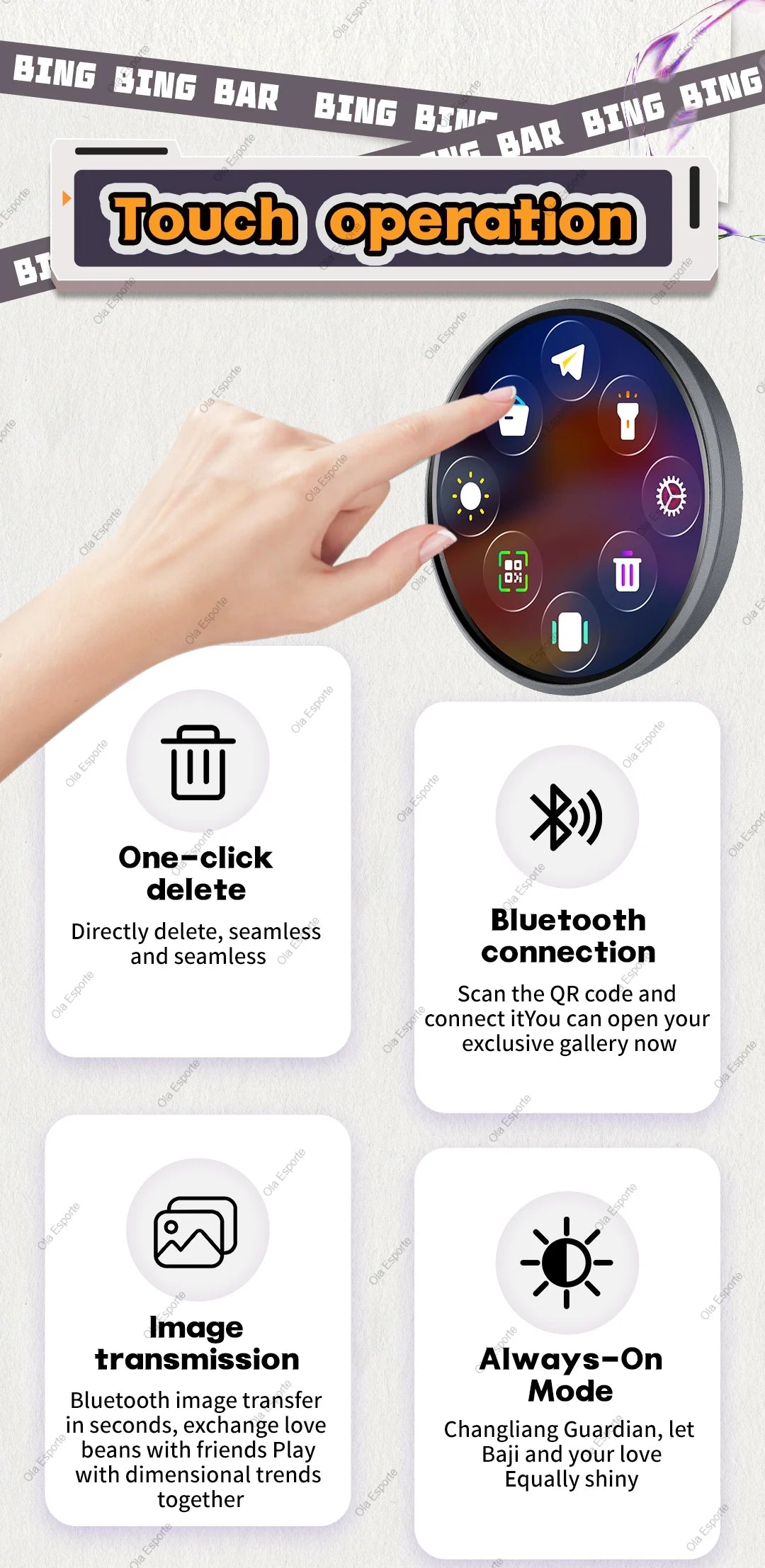Insignia Digital GIF Dinámica de Anime, Personalizable, Moderna, con Reproductor de Fotos, Vídeos y MP3, para Juegos, Ciclismo, Advertencias, Adaptación, Regalos para Niños