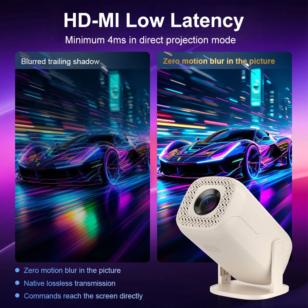 Mini proyector Android 14, decodificación 8K, WiFi6 y keystone automático
