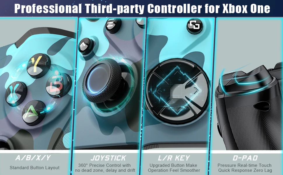 Mando de Juego Inalámbrico para Xbox One Series X/S con Wifi, Sensor Giroscópico de 6 Ejes, Doble Vibración, Joystick con Efecto Hall