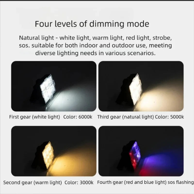 Luz de trabajo solar, reflectores portátiles de 150 LED con soporte - Lámpara exterior recargable impermeable de 4 modos para sitio de trabajo, camping