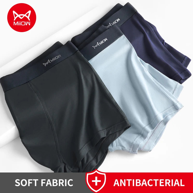 MiiOW-bóxer de seda de hielo para hombre, ropa interior cómoda de algodón, piezas, antibacteriano, lencería, 3 L-5XL