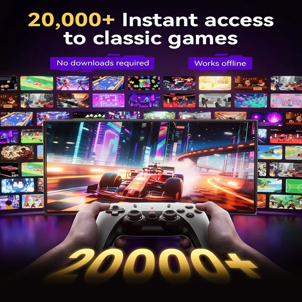 Consola de juegos retro 2026, con más de 2000 juegos clásicos incorporados y 64 GB de almacenamiento masivo, controlador inalámbrico plug and play, compatible con HDMI 4K