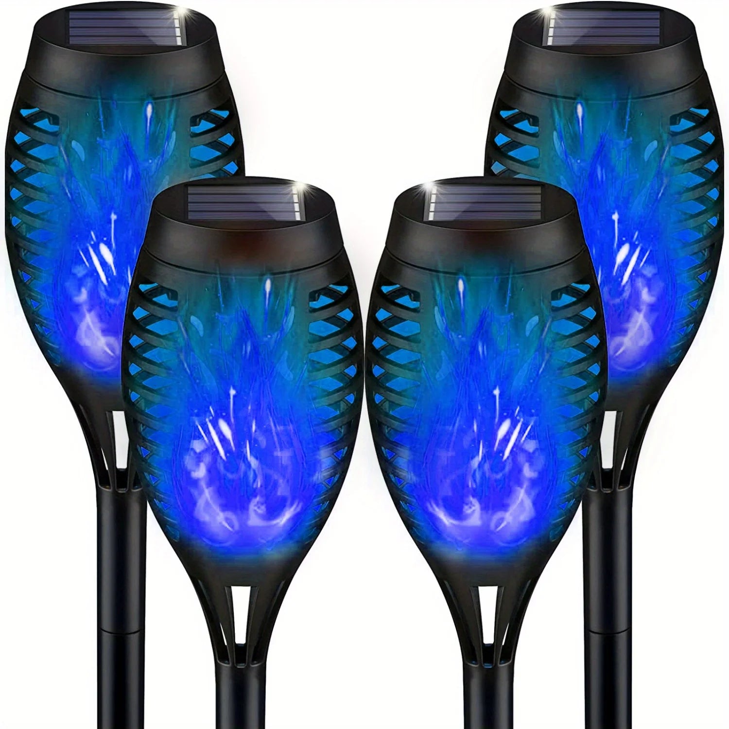 Luces Solares Antorcha Llama Solar RGB 12LED para Jardín Pack x6