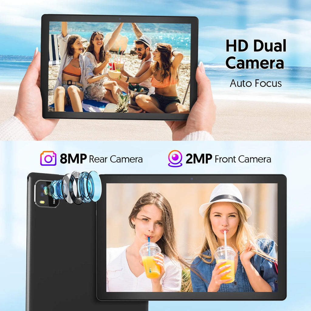 Tablet Android 15 de 10.1 Pulgadas, Compatible con Google Play, Procesador de Cuatro Núcleos, 12GB (3+9) de RAM, 64GB de ROM, Bluetooth, Batería de 6000mAh